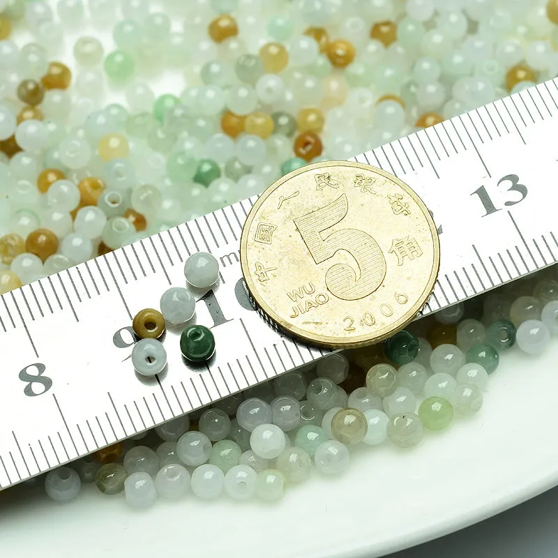 Diameter 3mm-3.5mm Natural Jade Beads Jadeite Mixed Colors Bead WBD4