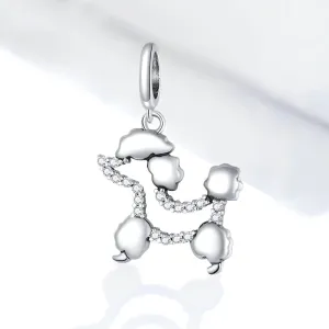 Dog Charm Poodle Sterling Silver