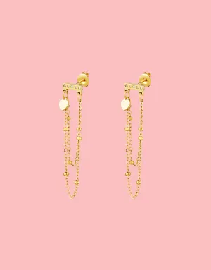 Double chain with zircon earrings
