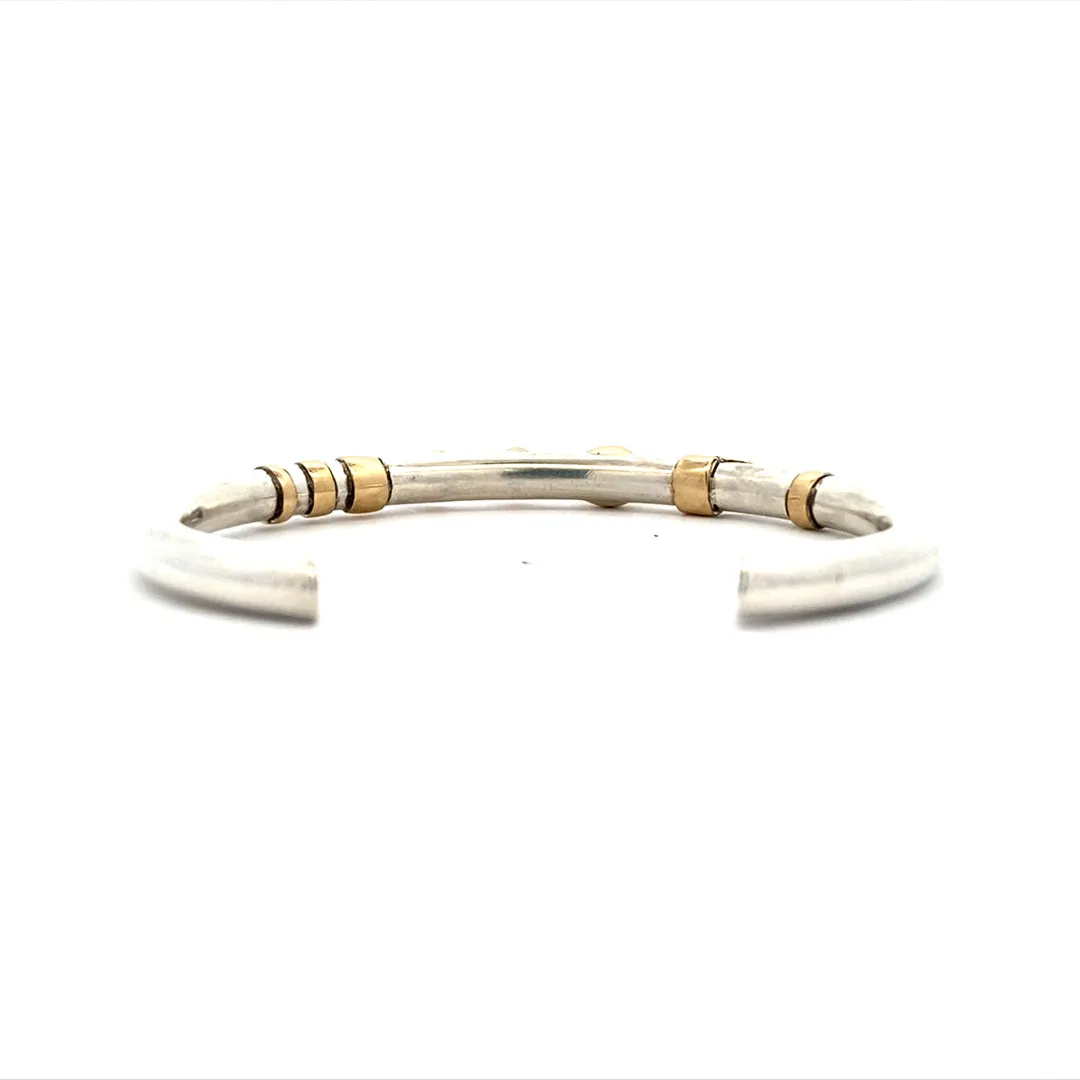 Estate Two-Tone Gemstone  Cuff