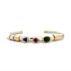 Estate Two-Tone Gemstone  Cuff