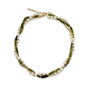 'Evening Summer' Peridot & Pearl Necklace