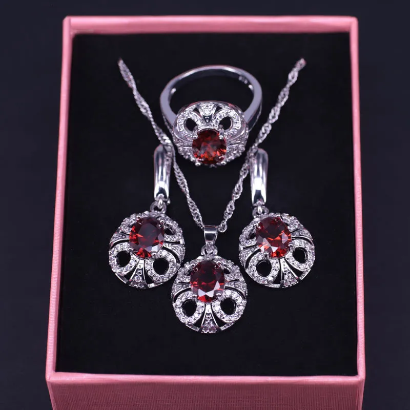 Face cute  silver color jewelry earrings rings necklace set
