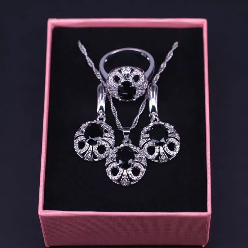 Face cute  silver color jewelry earrings rings necklace set