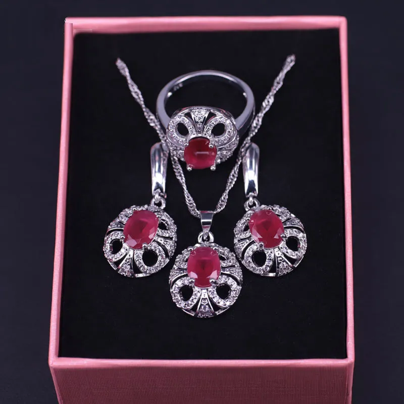 Face cute  silver color jewelry earrings rings necklace set