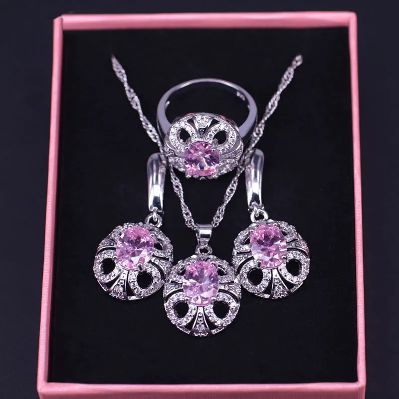 Face cute  silver color jewelry earrings rings necklace set
