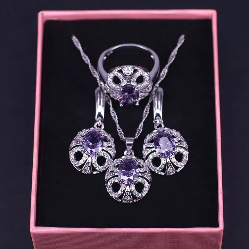 Face cute  silver color jewelry earrings rings necklace set