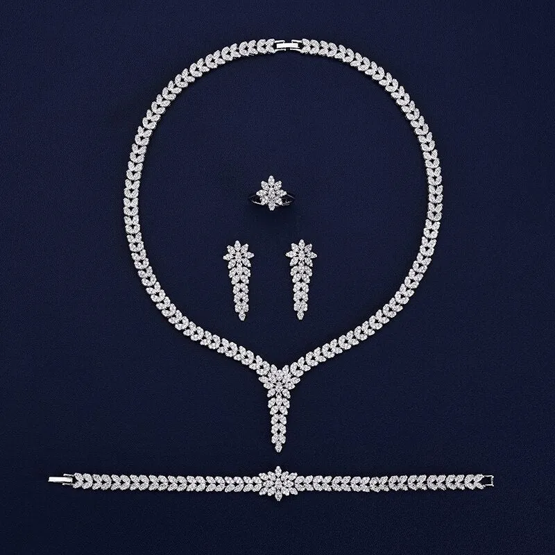 Fahion Party Necklace Earrings Ring And Bracelet Set