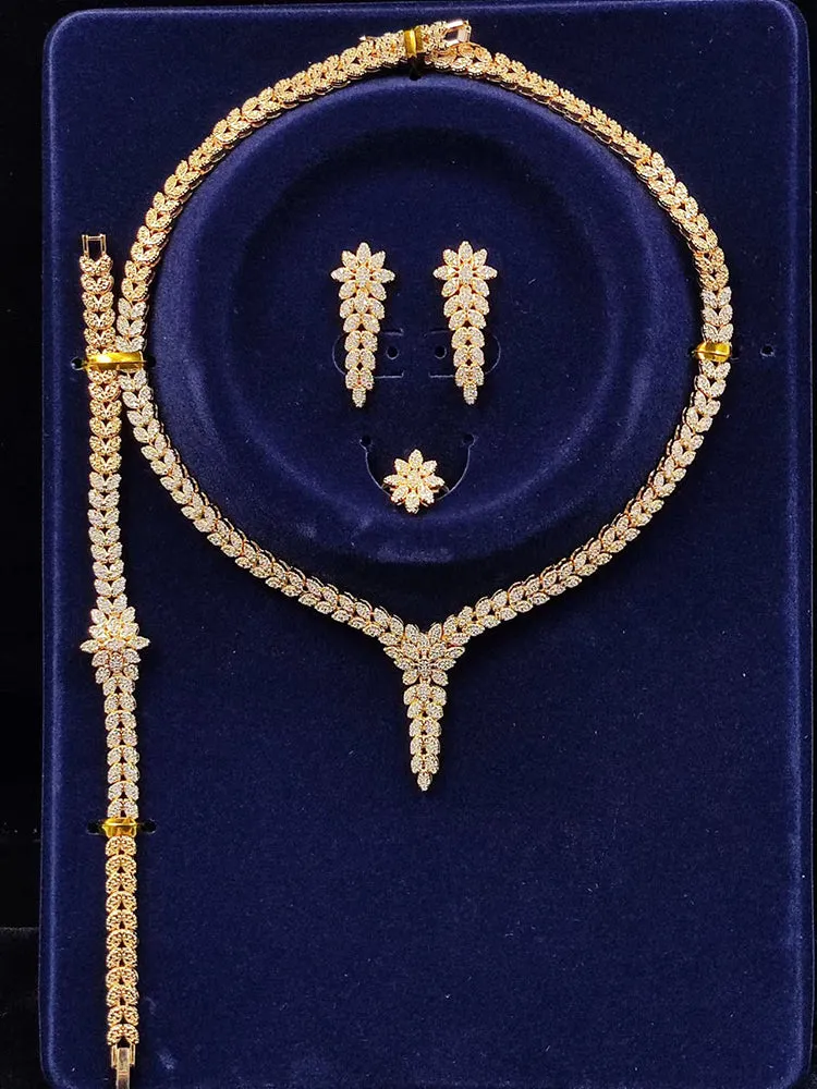 Fahion Party Necklace Earrings Ring And Bracelet Set