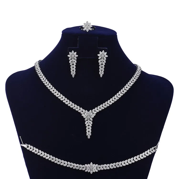 Fahion Party Necklace Earrings Ring And Bracelet Set