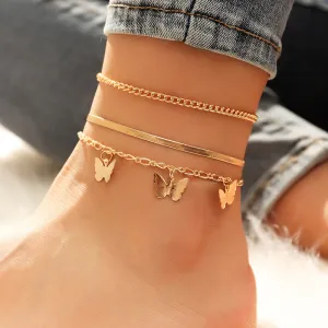 Fashion Alloy Butterfly Pendant Anklet Accessories