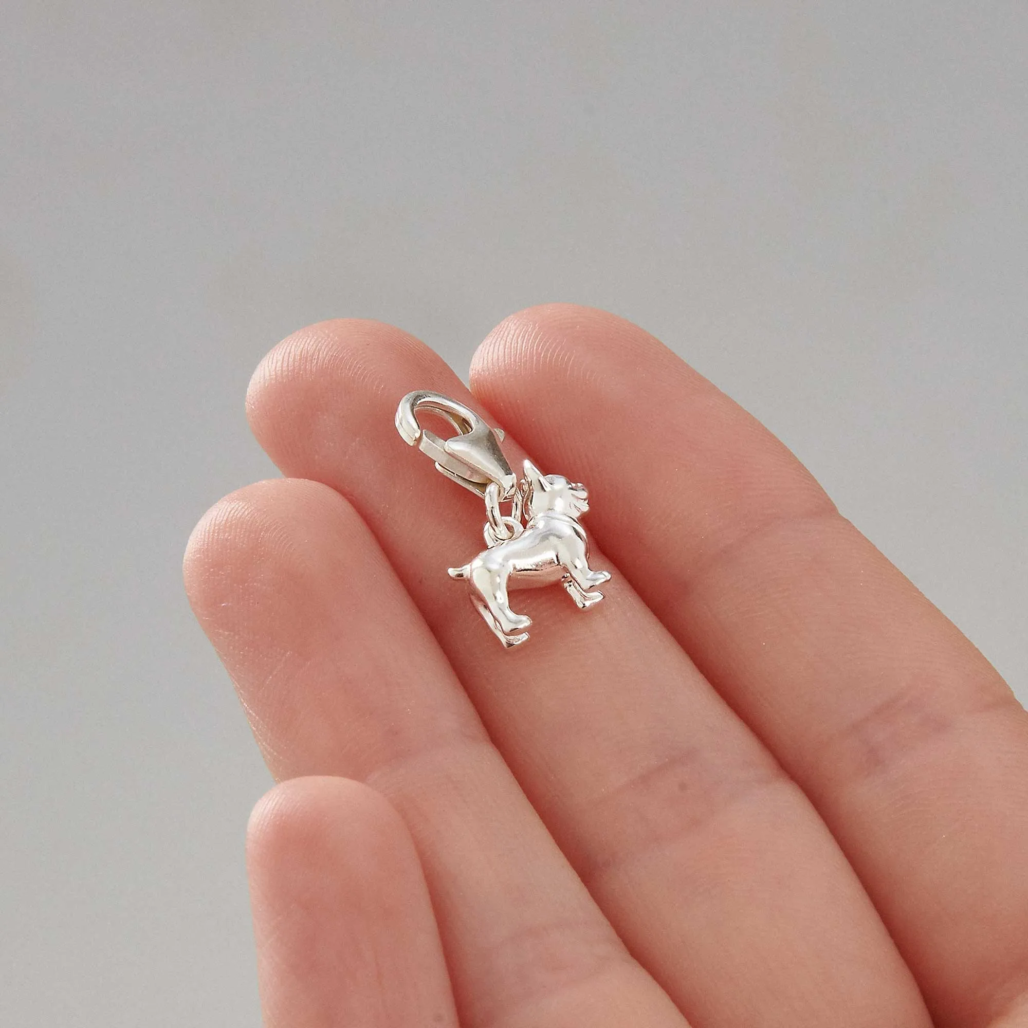 French Bulldog Silver Dog Charm