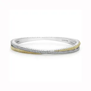 Gold Caviar and Diamond Bangle