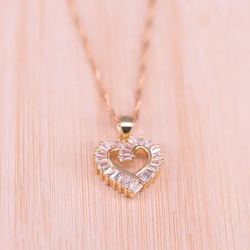 Gold Color Jewelry Set Heart Square White Zircon Bridal Jewelry Set