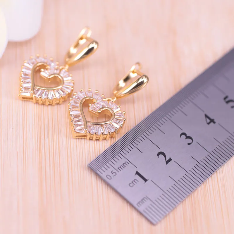 Gold Color Jewelry Set Heart Square White Zircon Bridal Jewelry Set