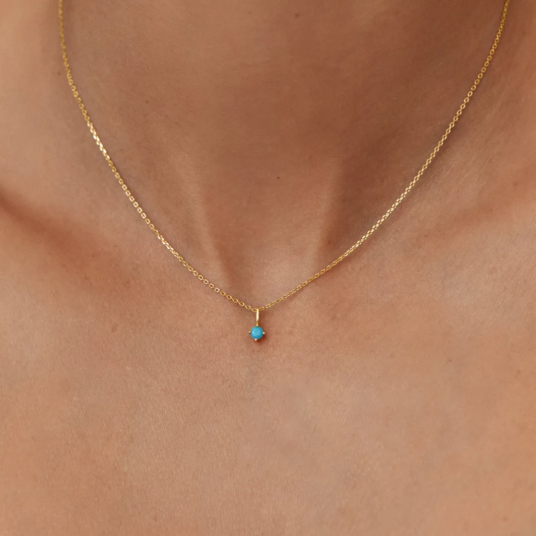 Gold Small Birthstone Pendant Necklace