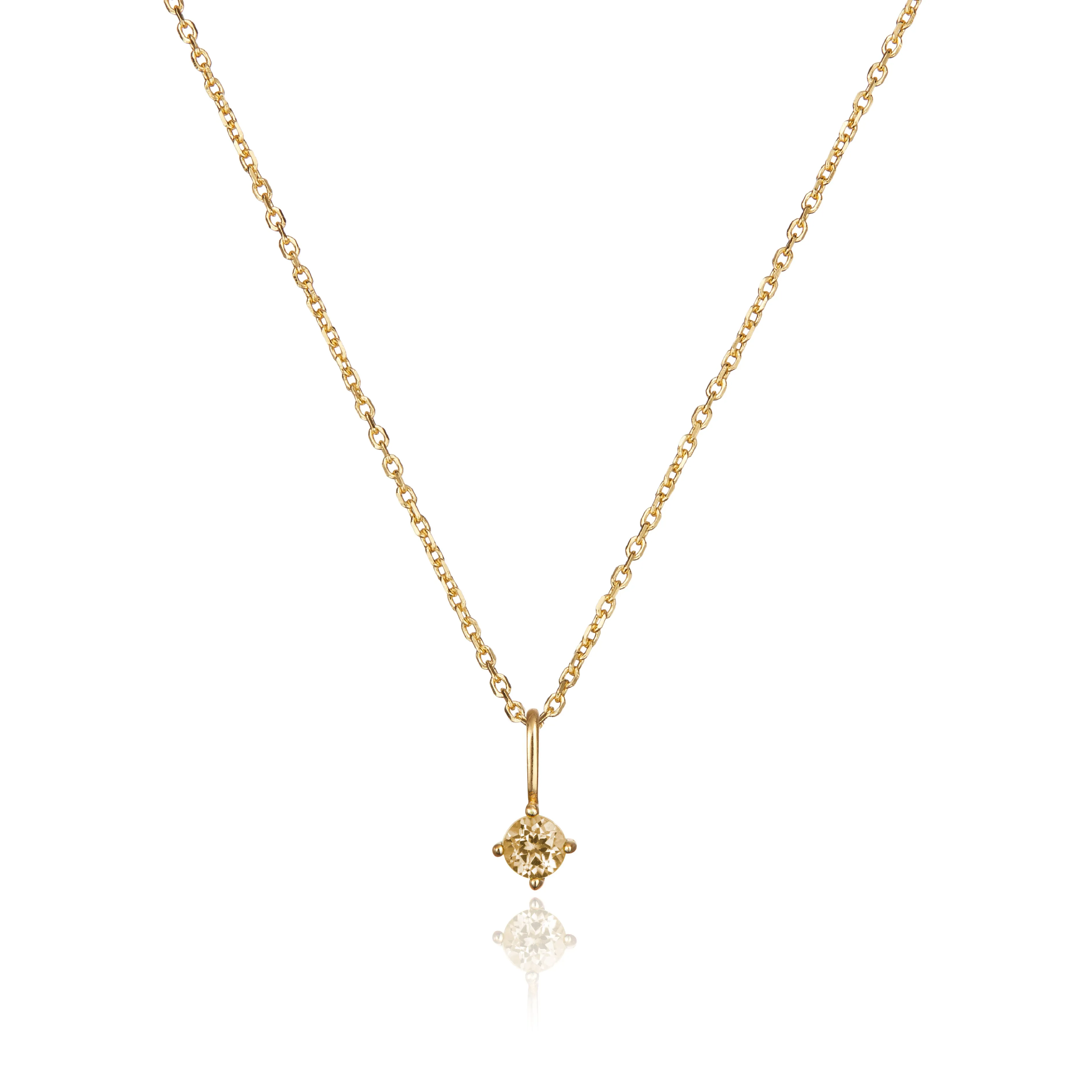 Gold Small Birthstone Pendant Necklace