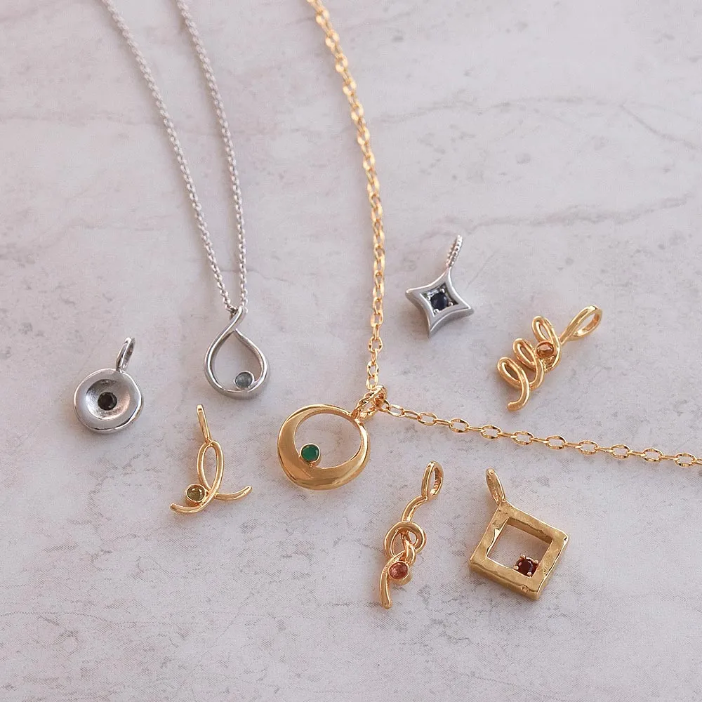 Gold Tone Loop Necklace Charm