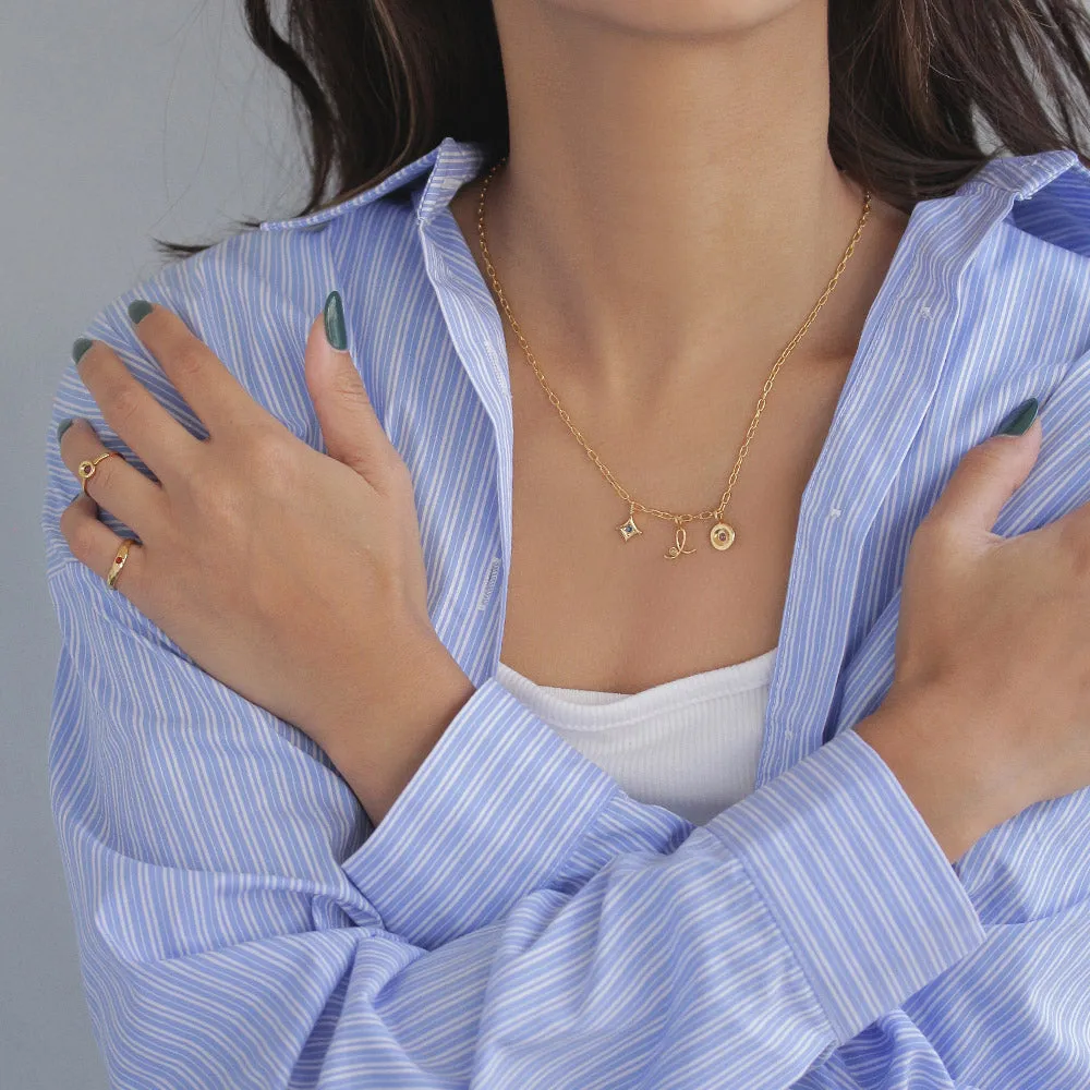 Gold Tone Loop Necklace Charm