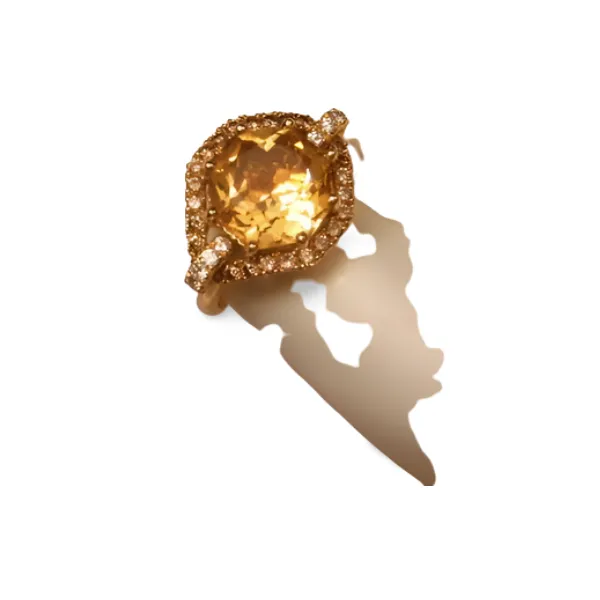 Gorgeous 18K Yellow Gold Champagne Diamond Citrine Ring