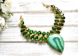 Green Malachite Chrome Diopside Necklace