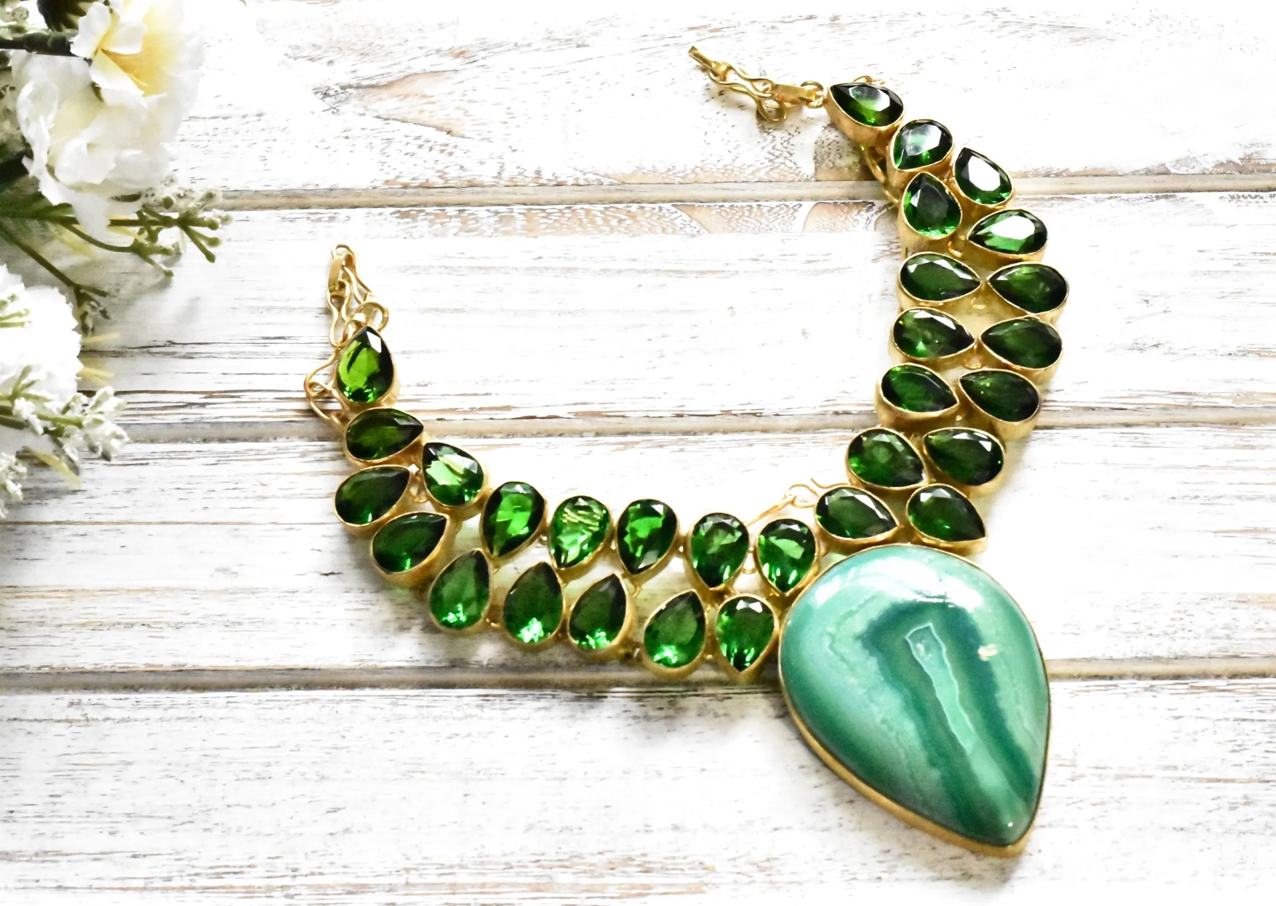 Green Malachite Chrome Diopside Necklace