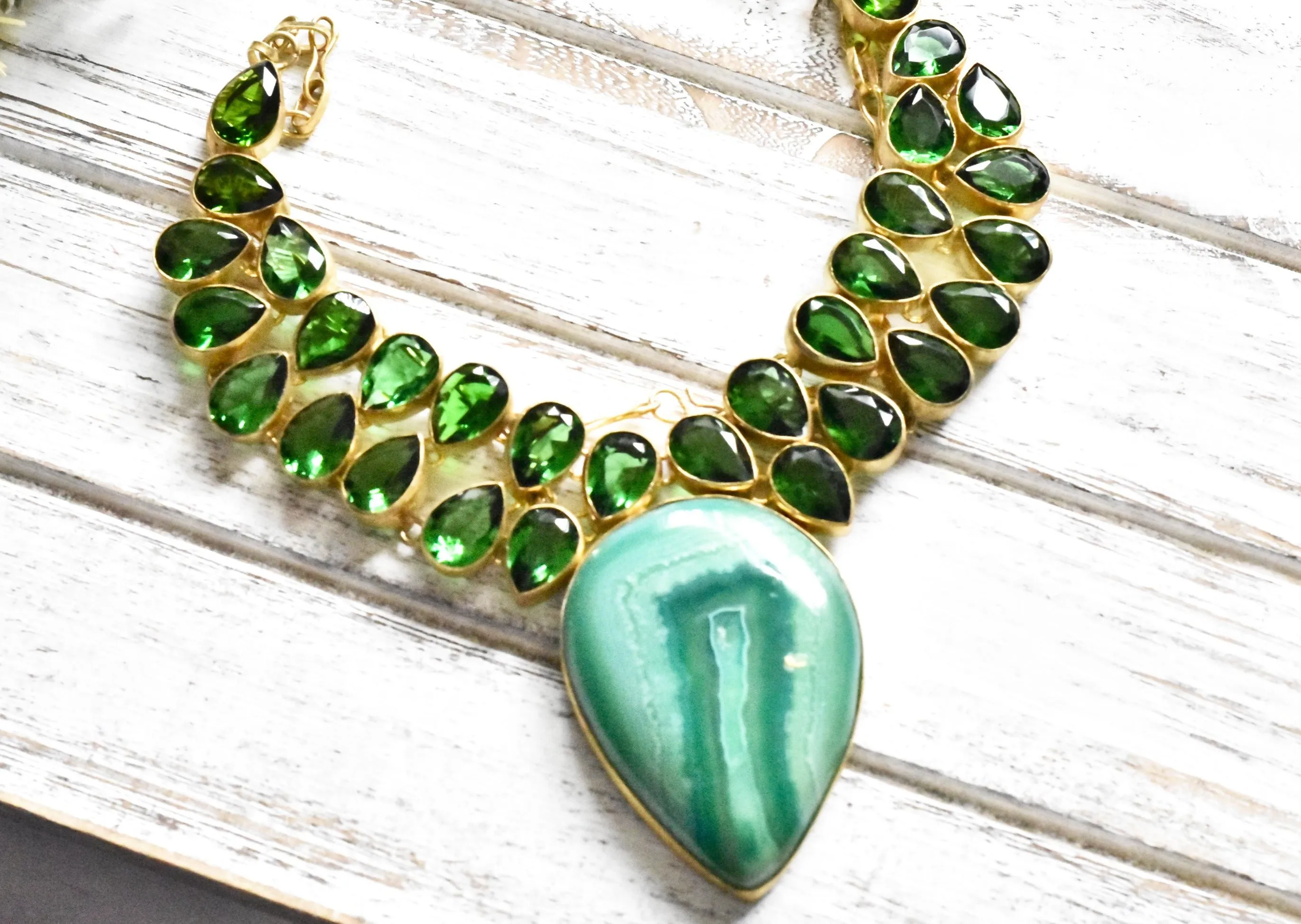 Green Malachite Chrome Diopside Necklace