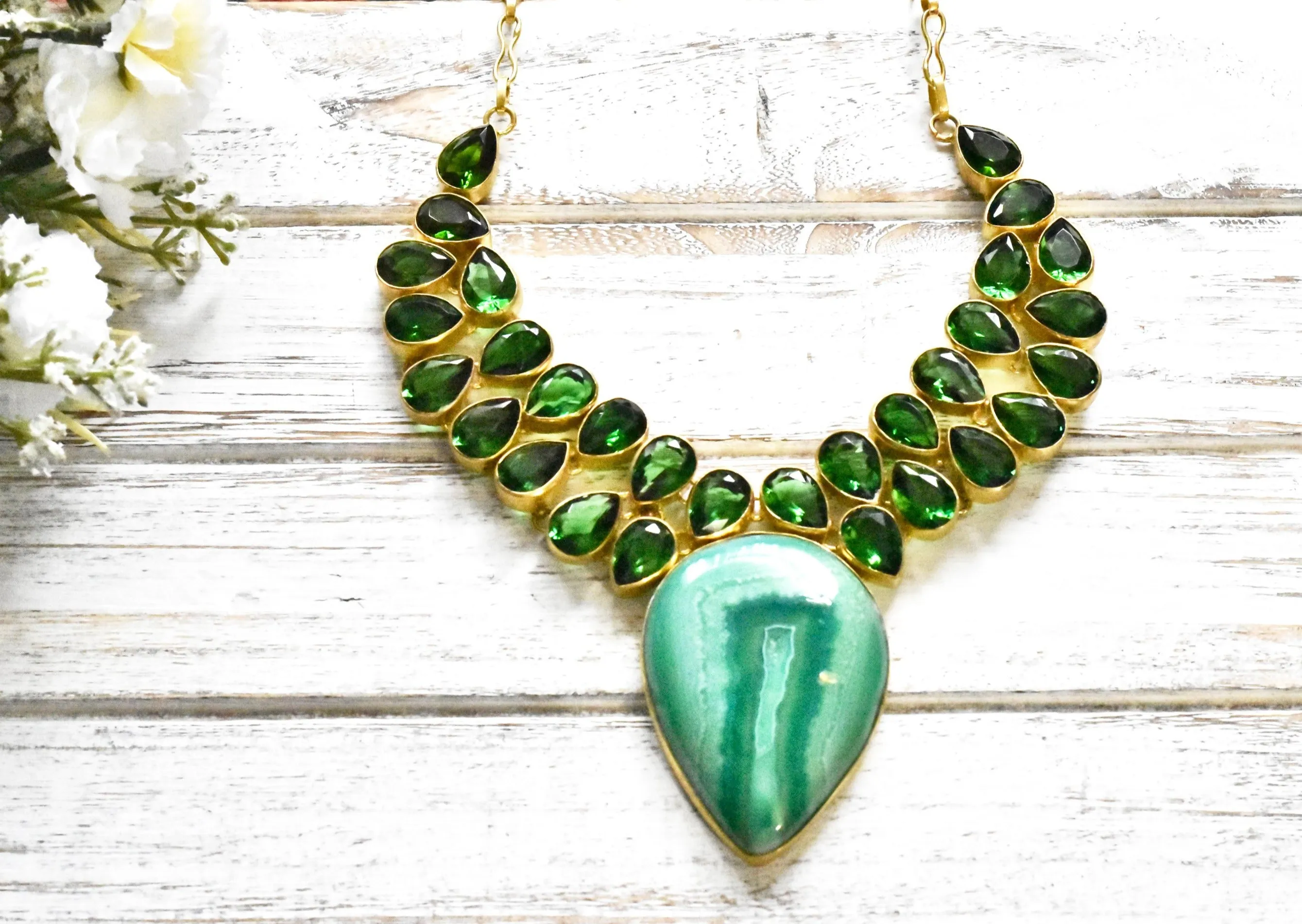 Green Malachite Chrome Diopside Necklace