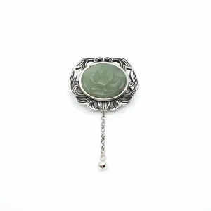 Hetian Nephrite Jade Lotus Brooch