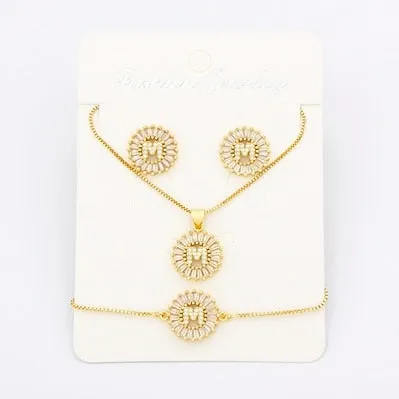 Hot Sale 26 Letters Jewelry Sets Necklace Earrings Bracelet For Women