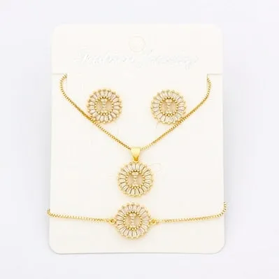Hot Sale 26 Letters Jewelry Sets Necklace Earrings Bracelet For Women