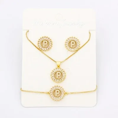Hot Sale 26 Letters Jewelry Sets Necklace Earrings Bracelet For Women