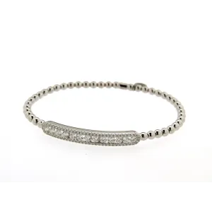 Hulchi Belluni 18K White Gold Beaded Stretch Bracelet with Diamond Section