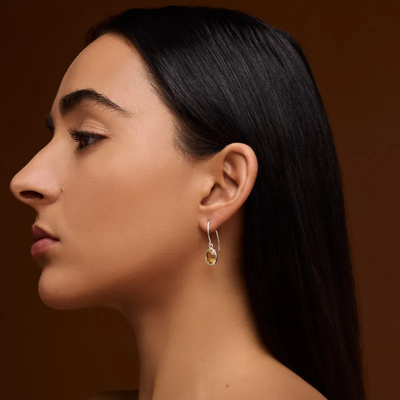 Ida Earring, Citrine, Silver