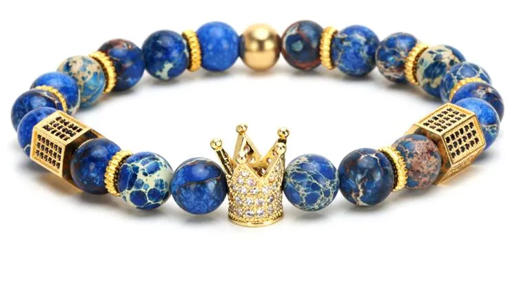 Imperial Crown Natural Stone Charm Bracelet