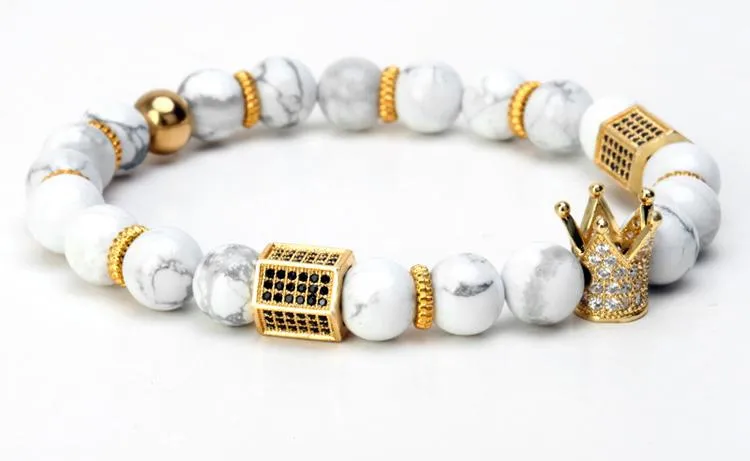 Imperial Crown Natural Stone Charm Bracelet
