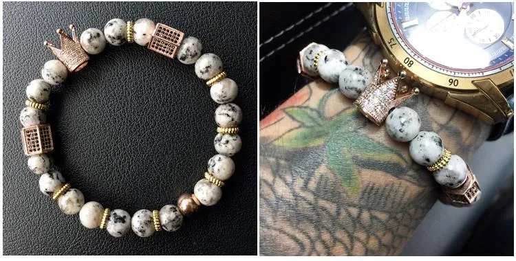 Imperial Crown Natural Stone Charm Bracelet