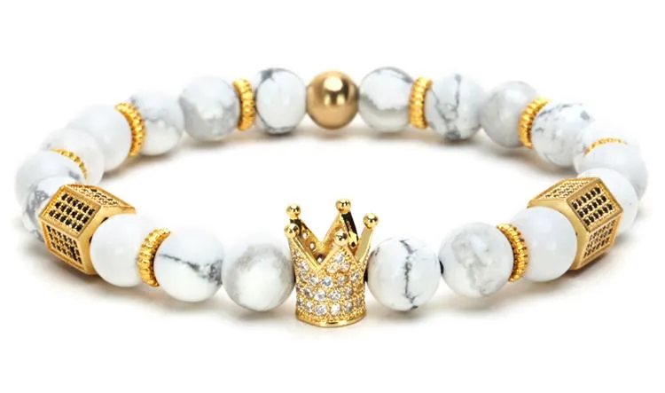 Imperial Crown Natural Stone Charm Bracelet