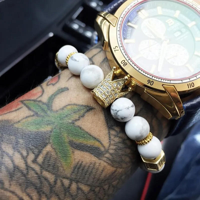 Imperial Crown Natural Stone Charm Bracelet