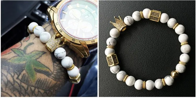 Imperial Crown Natural Stone Charm Bracelet