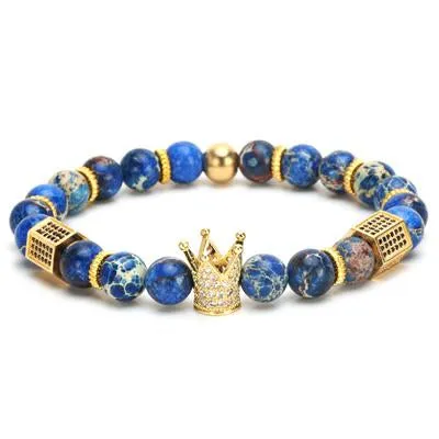 Imperial Crown Natural Stone Charm Bracelet
