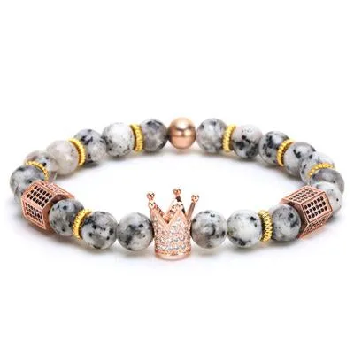 Imperial Crown Natural Stone Charm Bracelet
