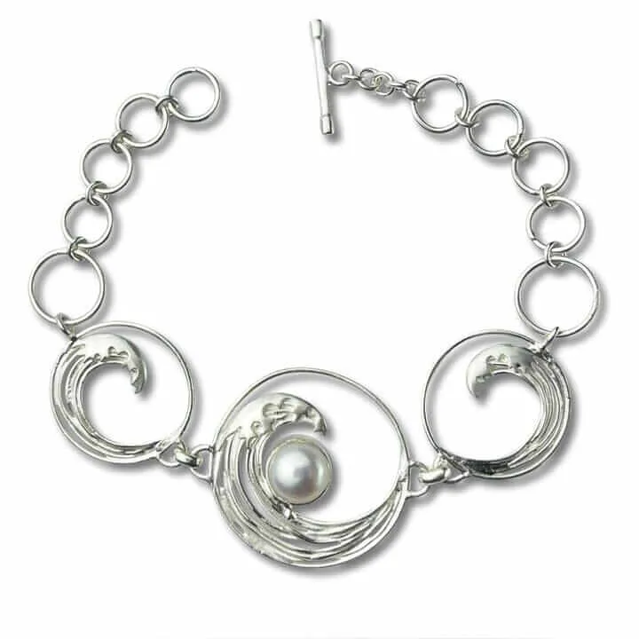 Japanese Inspired Hokusai The Great Wave Sterling Silver Bracelet By Paula Bolton