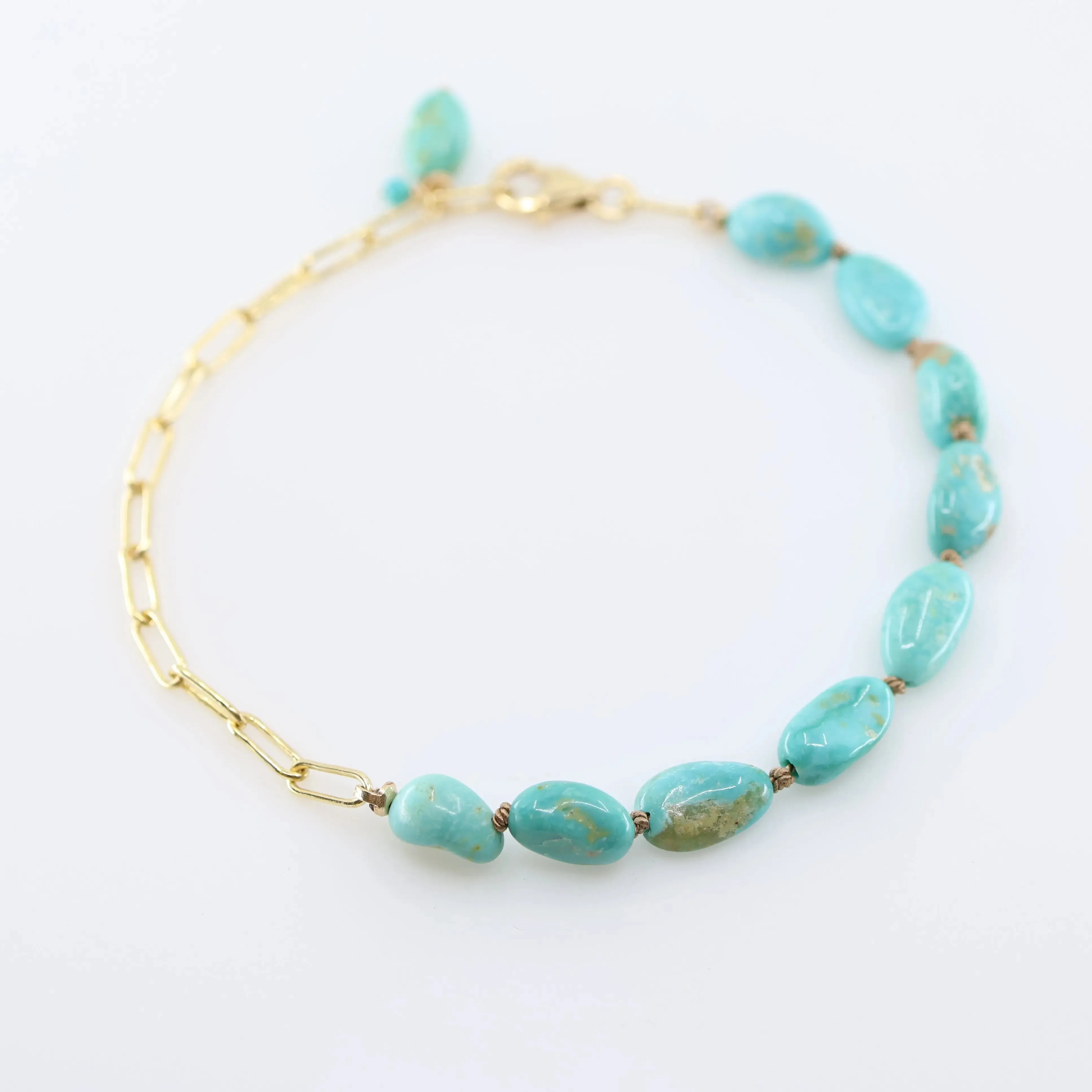 Knotted Gemstone Bracelet on large Paperclip Chain, 2 Variants