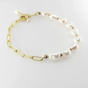 Knotted Gemstone Bracelet on large Paperclip Chain, 2 Variants