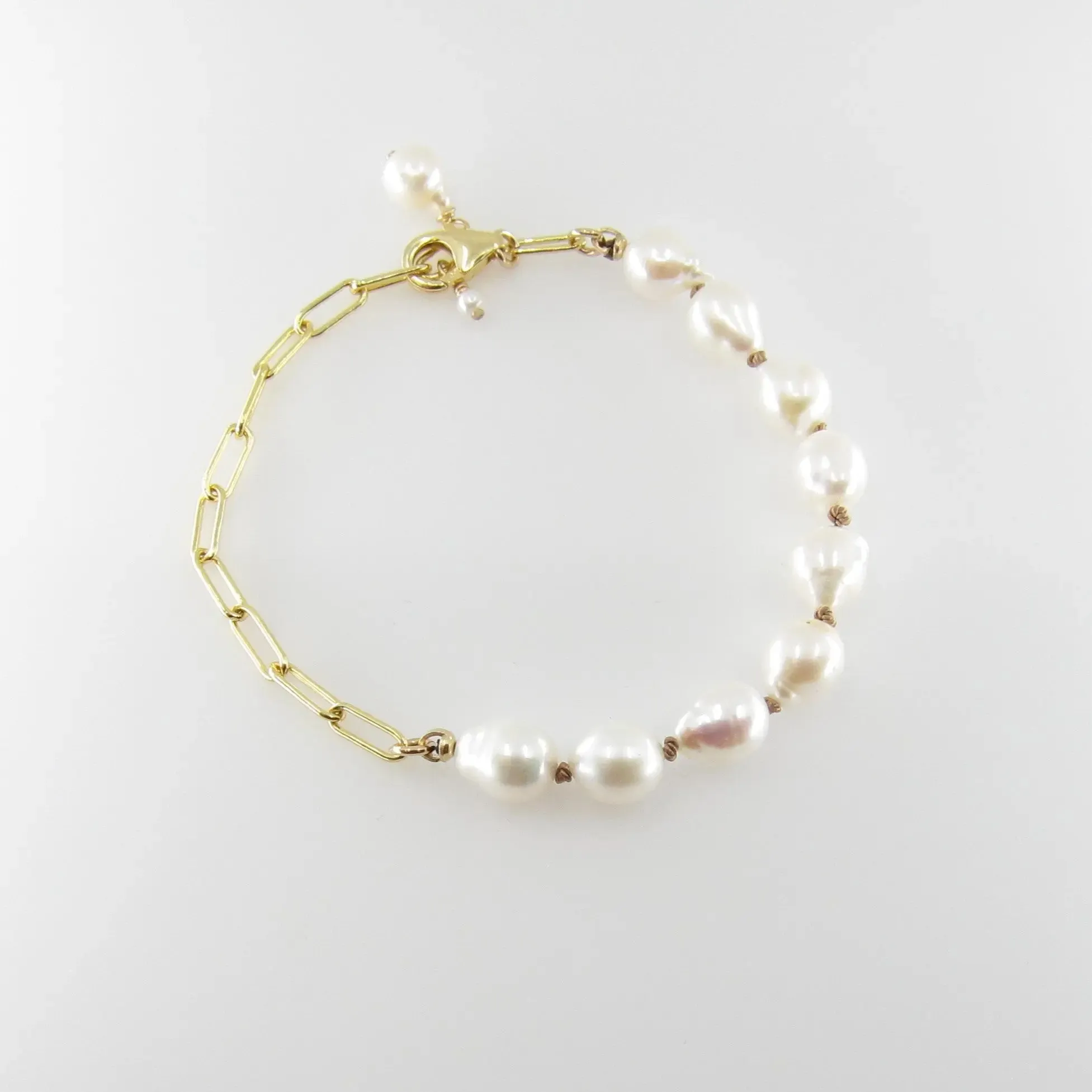 Knotted Gemstone Bracelet on large Paperclip Chain, 2 Variants