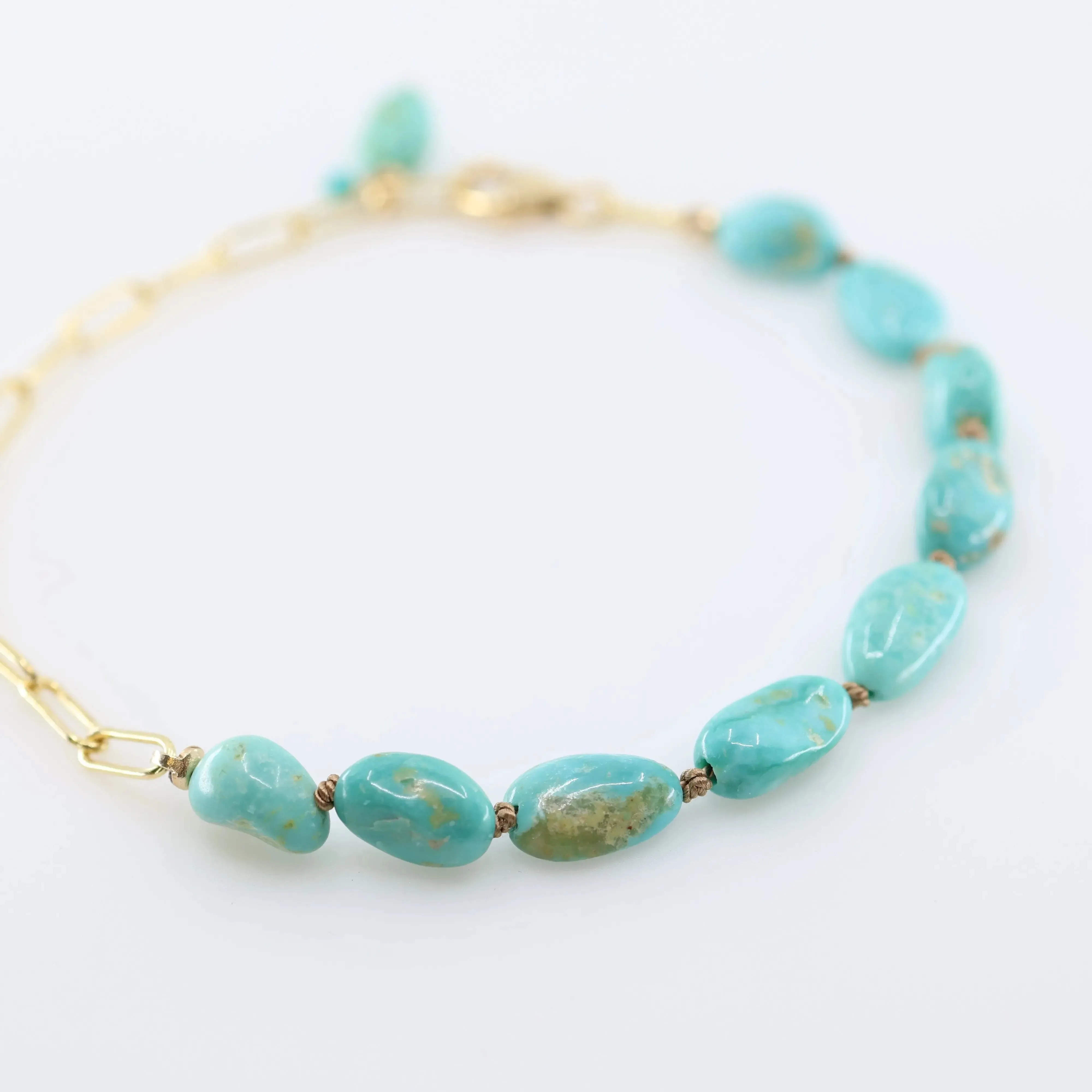 Knotted Gemstone Bracelet on large Paperclip Chain, 2 Variants