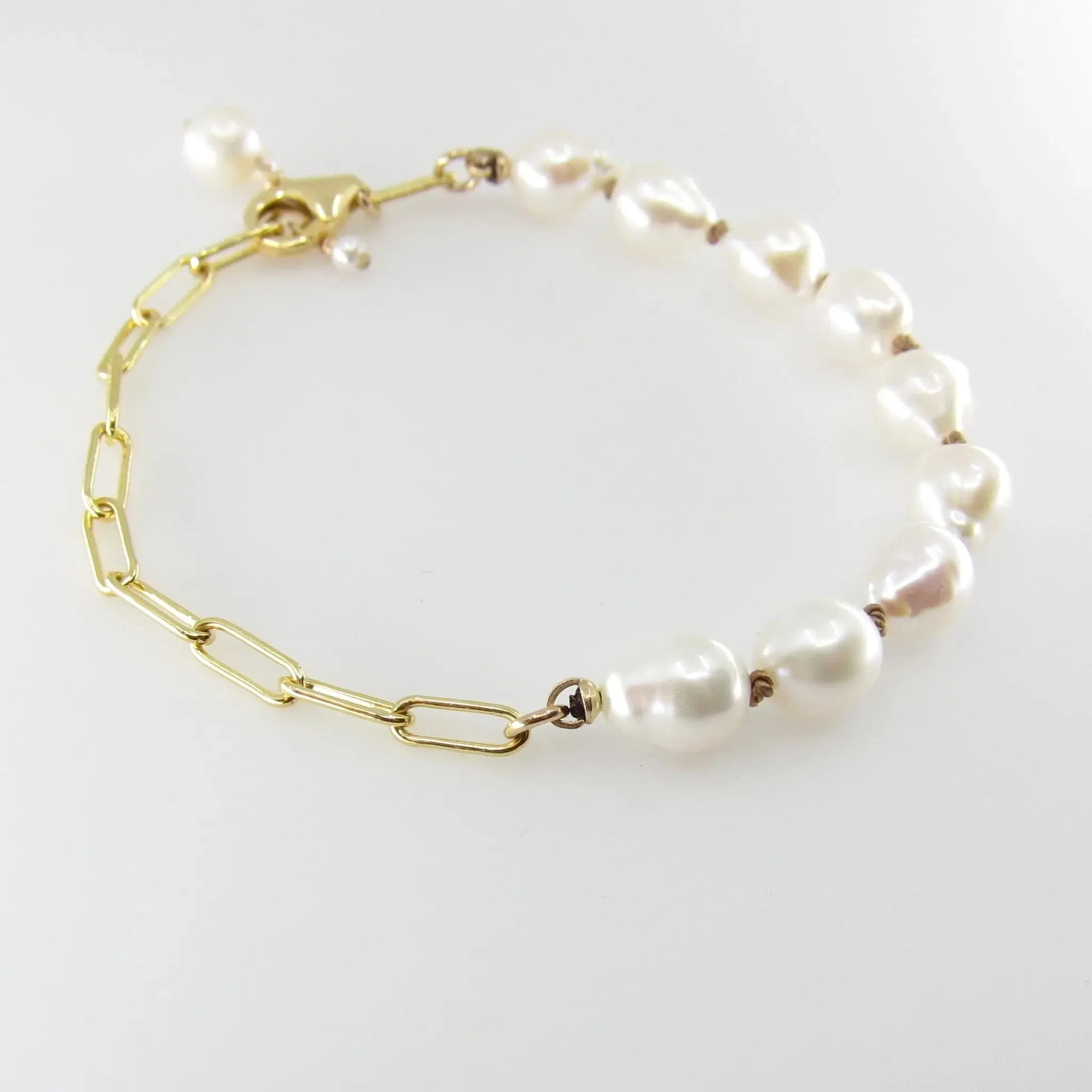 Knotted Gemstone Bracelet on large Paperclip Chain, 2 Variants