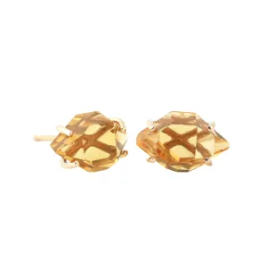 Large Prong Set Citrine Herkimer Cut Studs
