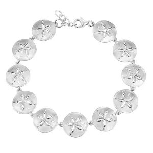 Life@Sea Genuine Sterling Silver Sandblasted & Polished Sand Dollar Bracelet